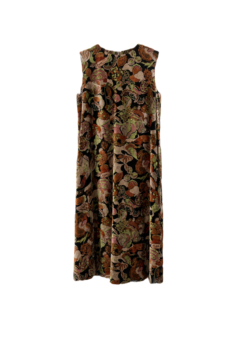 1970s Multi-Color Velvet Shift Dress - Front View