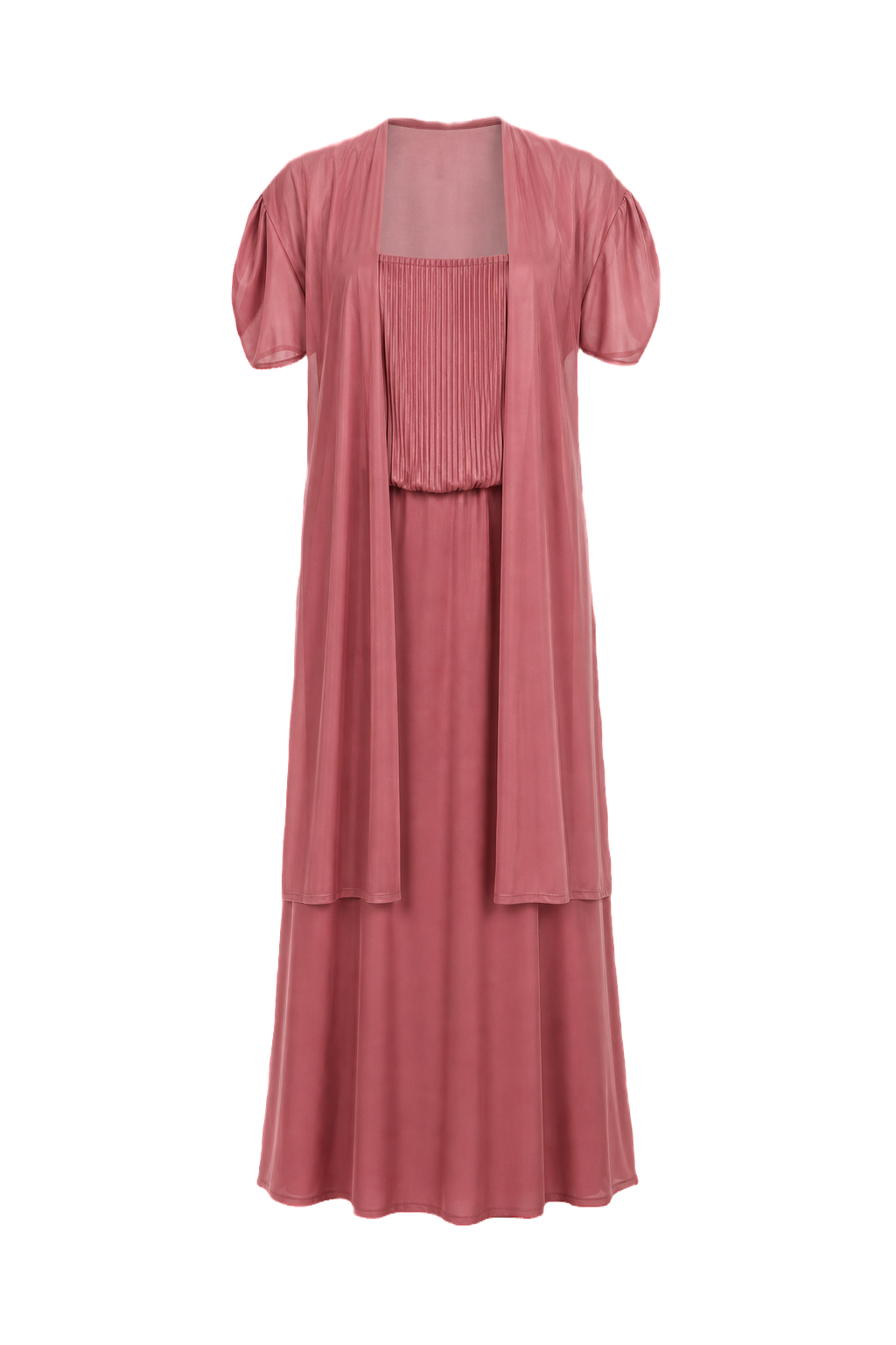 1980s Dusty Rose Pink Polyester Dress - Front View