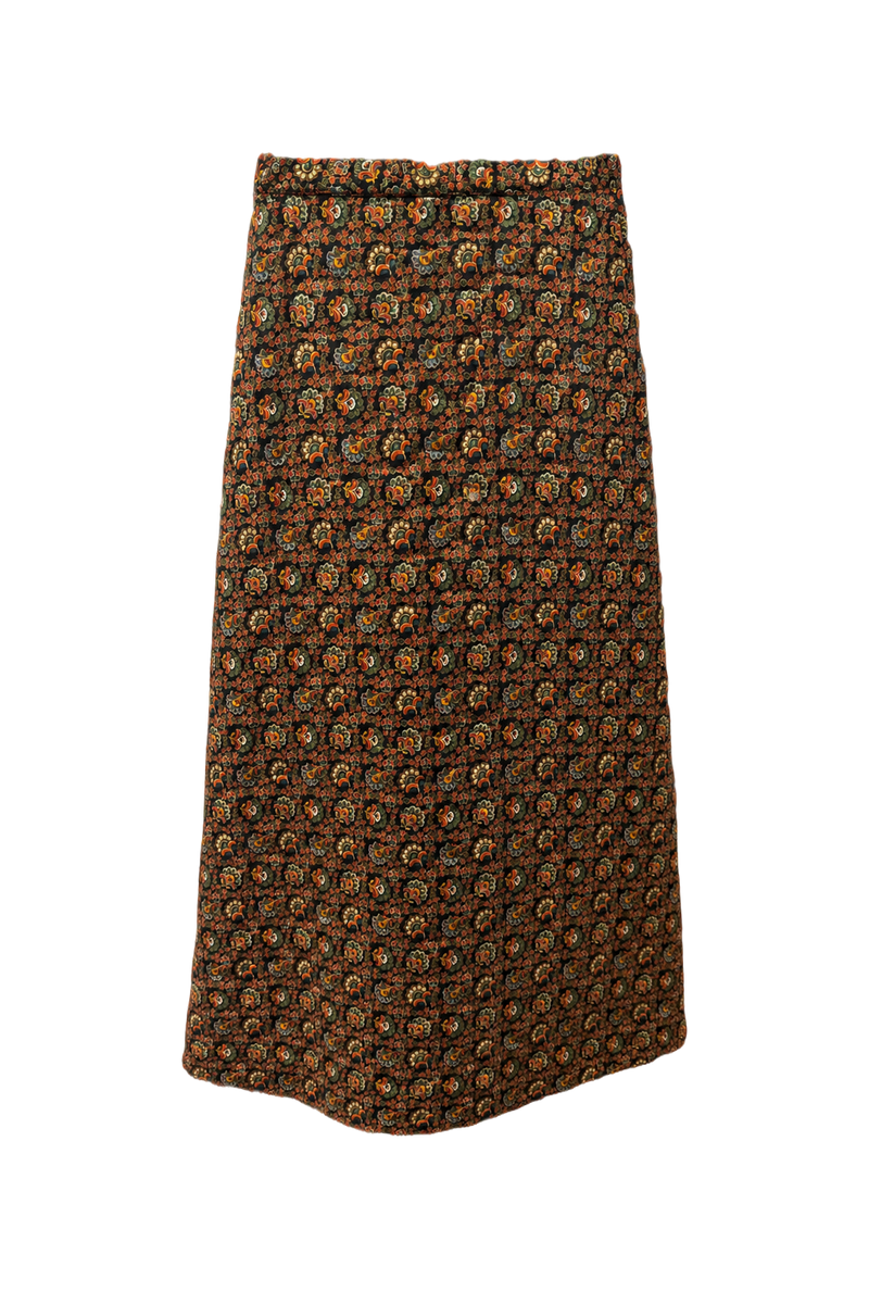 1970s Multicolor Cotton Skirt - Front View