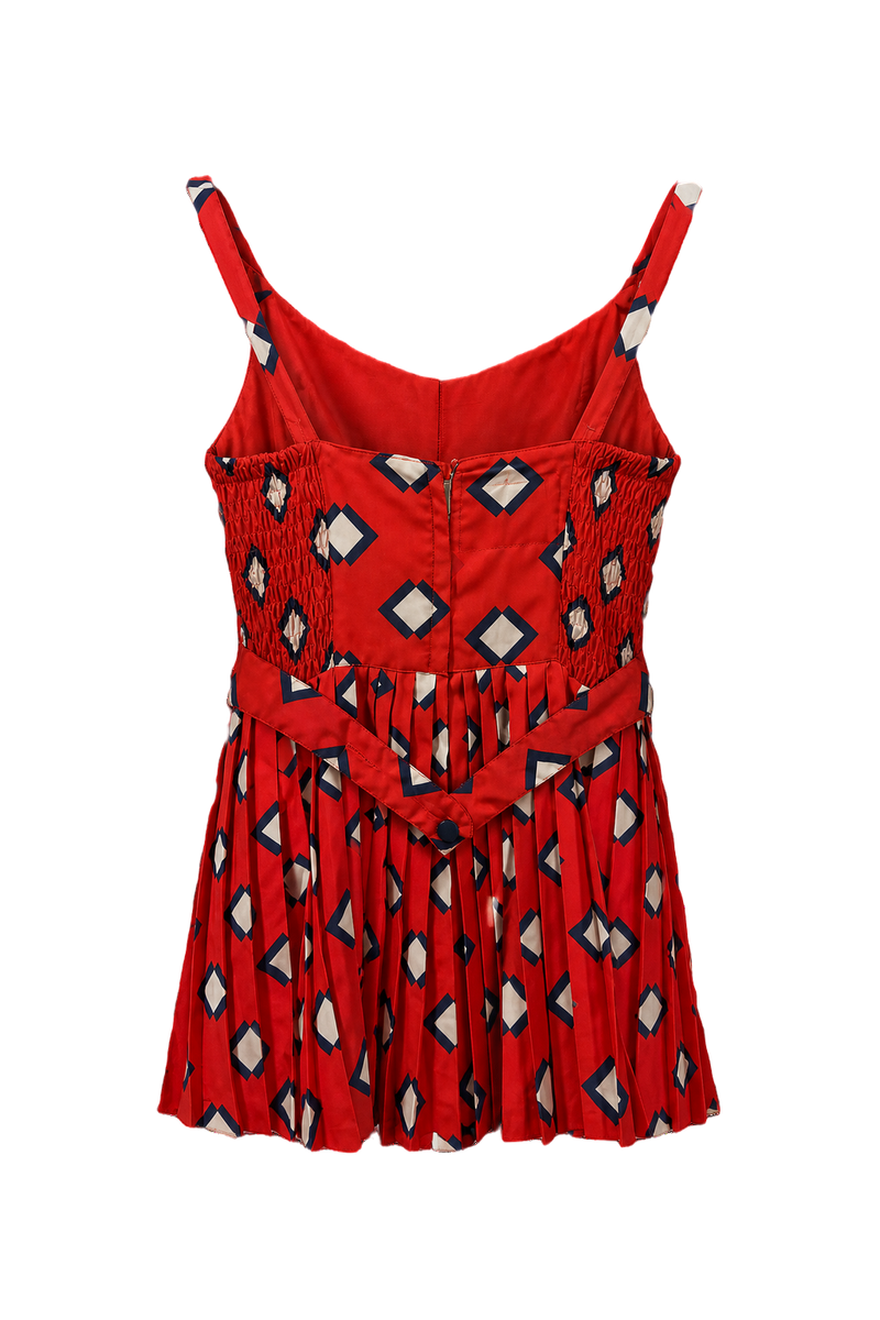 1960s Red Satin Romper - Front View