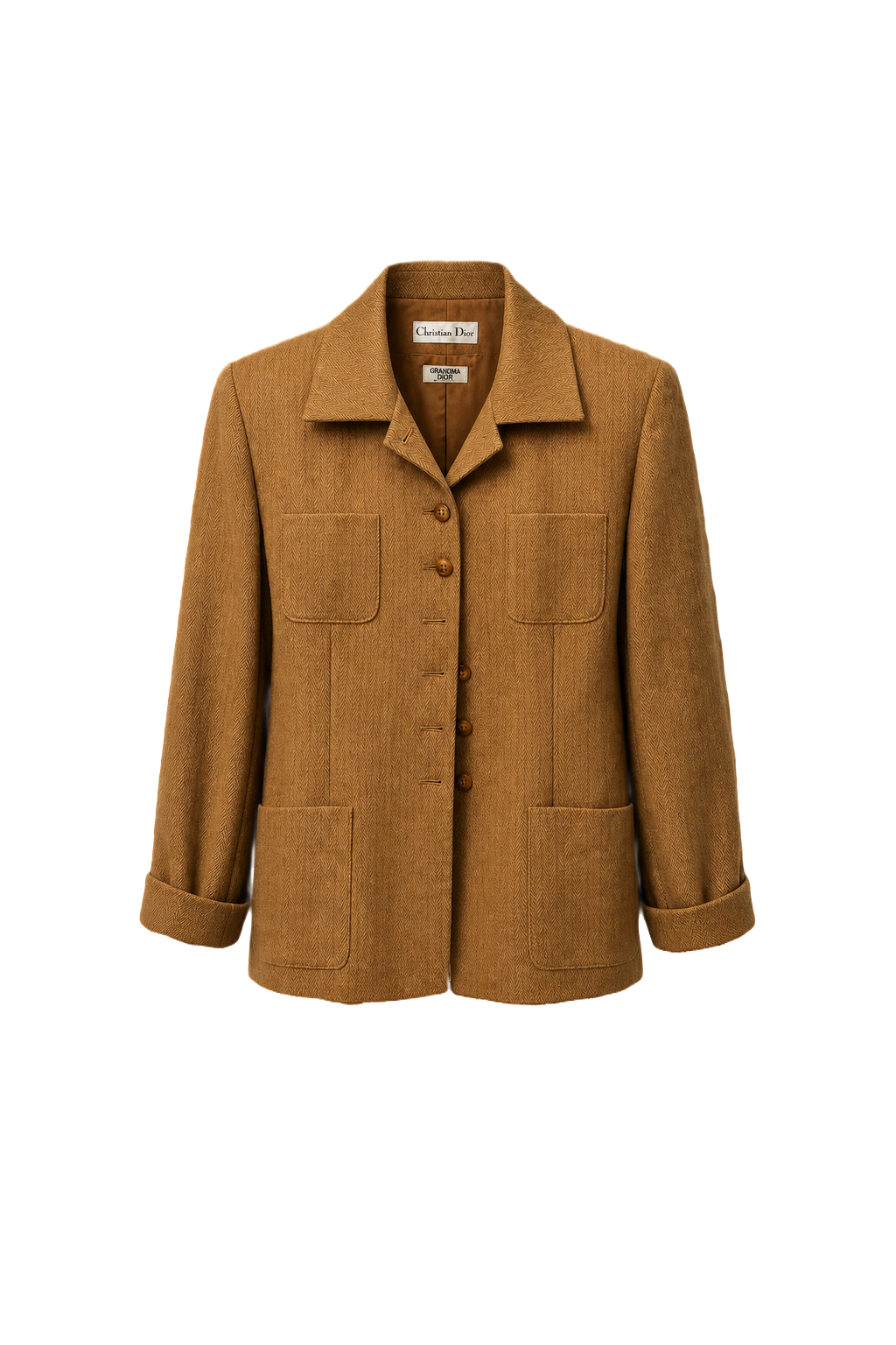 1980s Camel Wool Blend Jacket - Front View