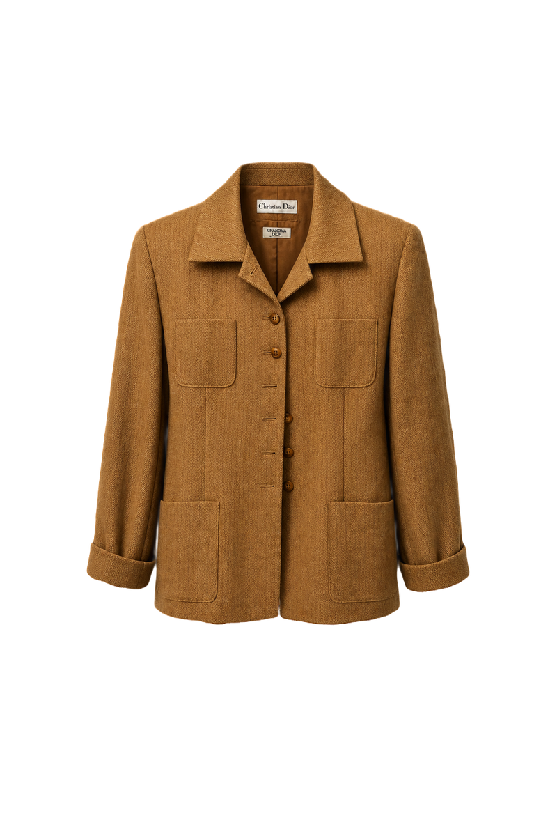 1980s Camel Wool Blend Jacket - Front View