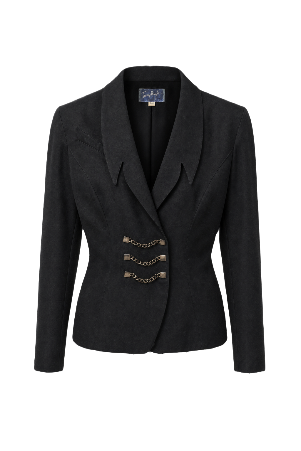 1980s Black Wool Blend Jacket - Front View