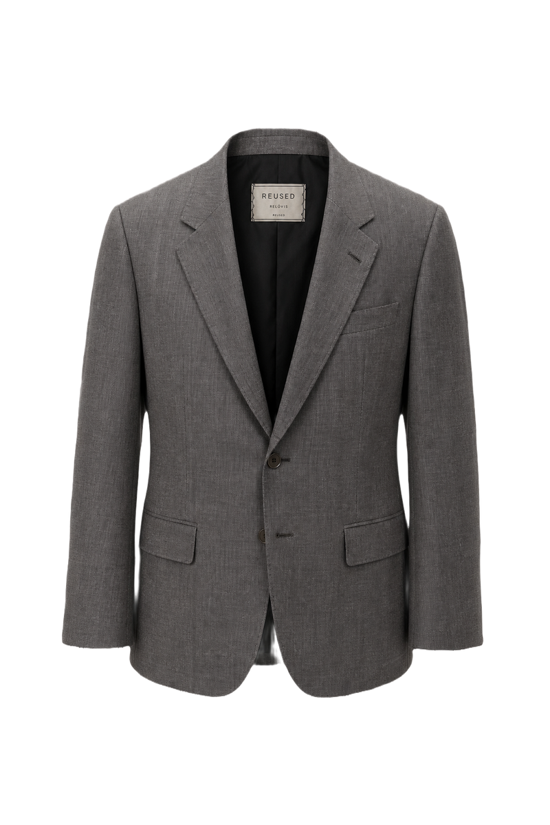 1980s Gray Wool Blend Blazer - Front View