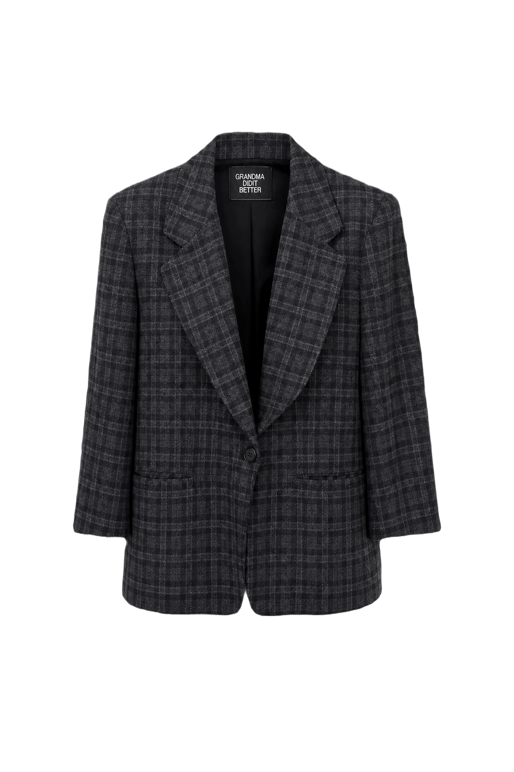 1980s Dark Grey Wool Blend Blazer - Front View