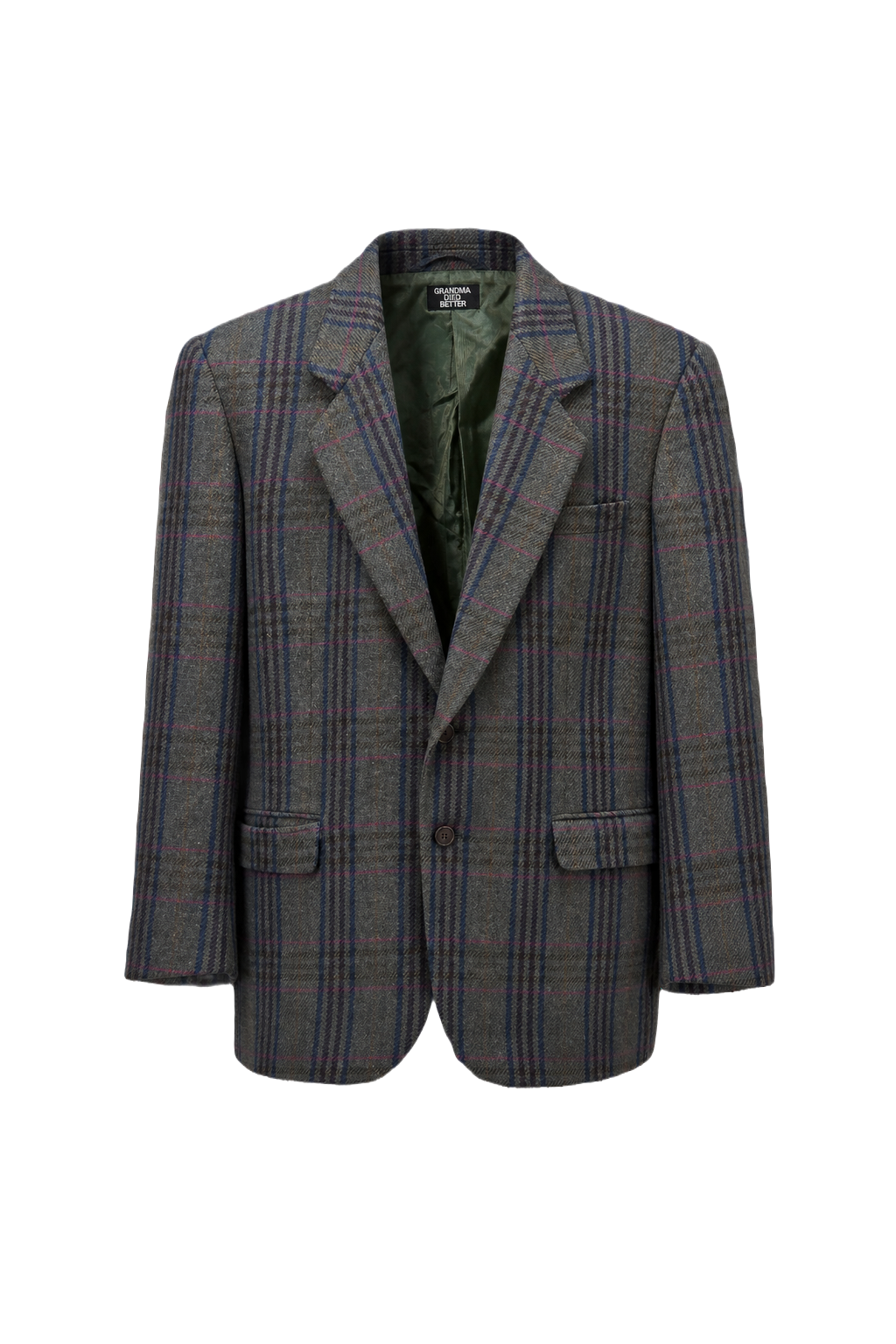 1980s Grey Wool Blend Blazer - Front View