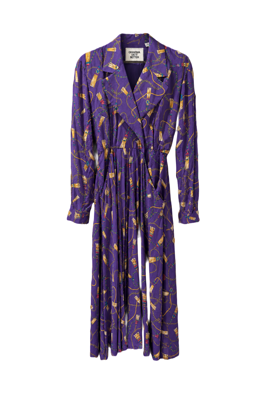 1990s Purple Polyester Dress - Front View