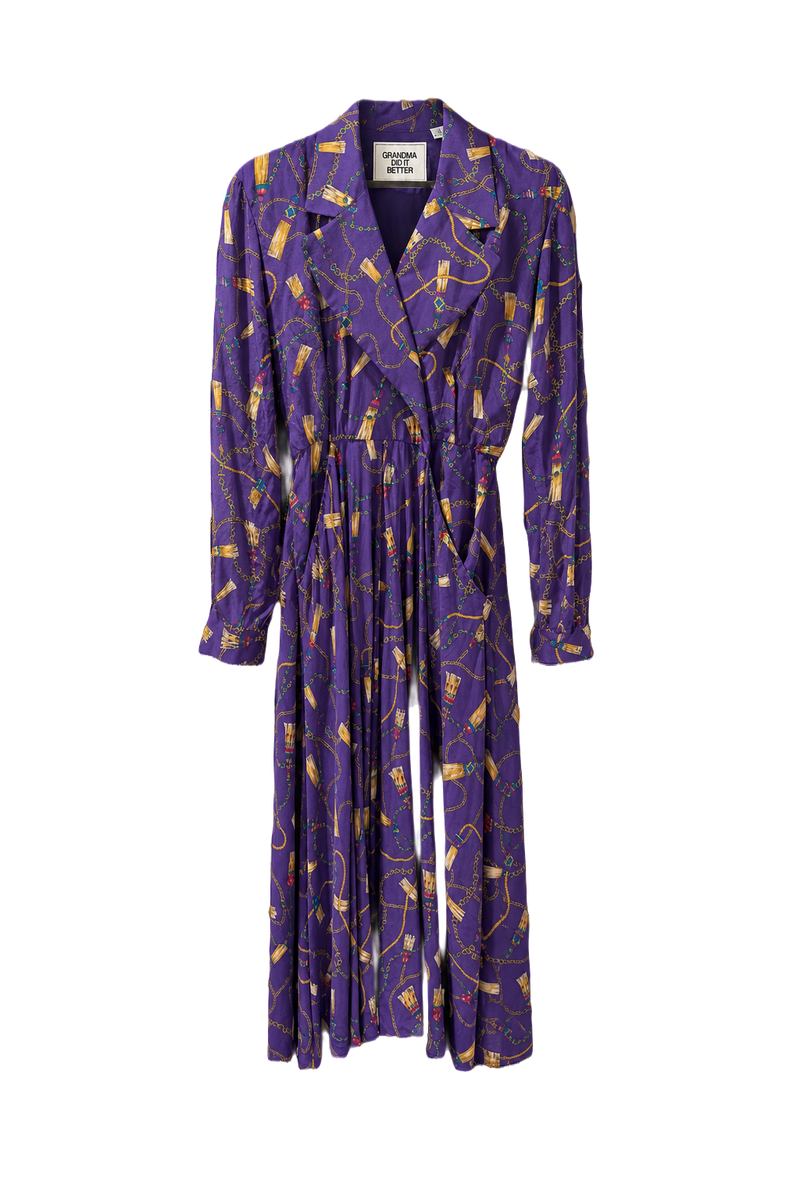 1990s Purple Polyester Dress - Front View