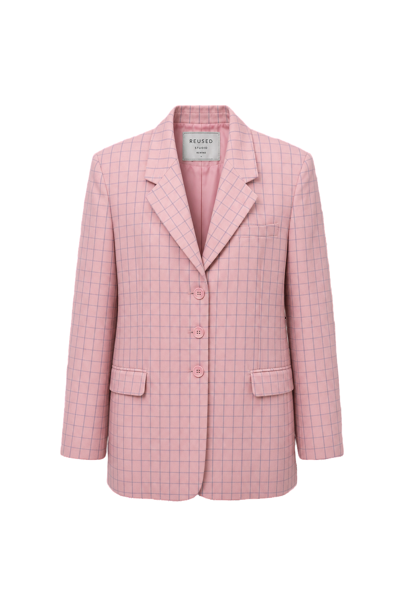 1980s Pink Wool Blend Blazer - Front View