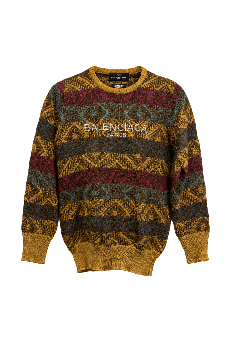 1980s Mustard Yellow Wool Blend Sweater - Front View