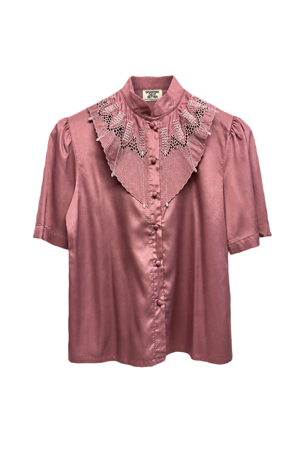 1980s Dusty Rose Pink Polyester Blend Blouse - Front View