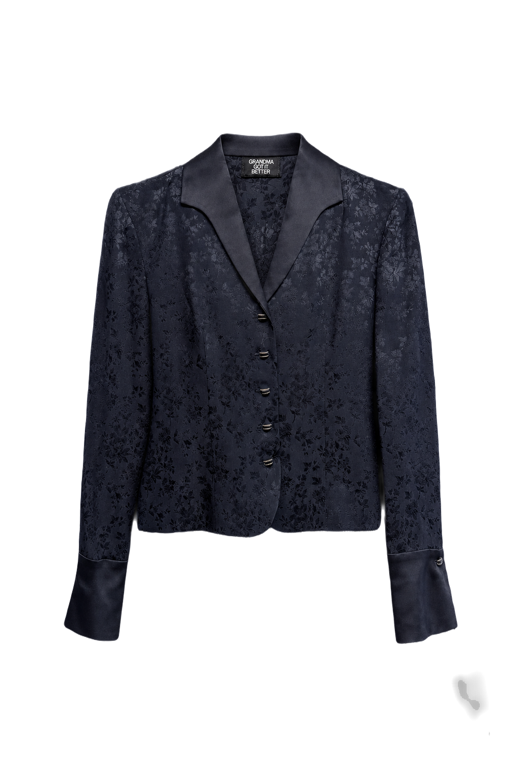 1990s Navy Blue Polyester Blend Blazer - Front View