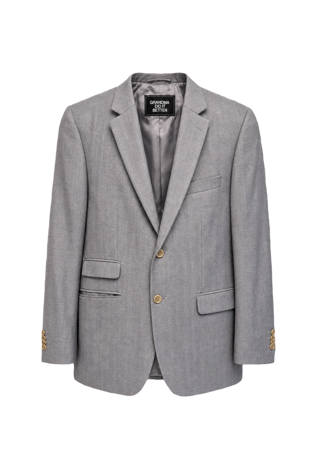 1980s Light Grey Wool Blend Blazer - Front View