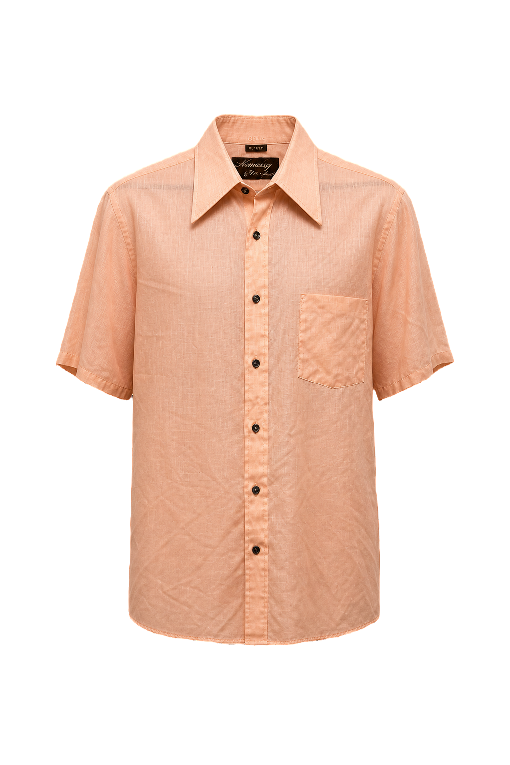 1980s Peach Linen Shirt - Front View