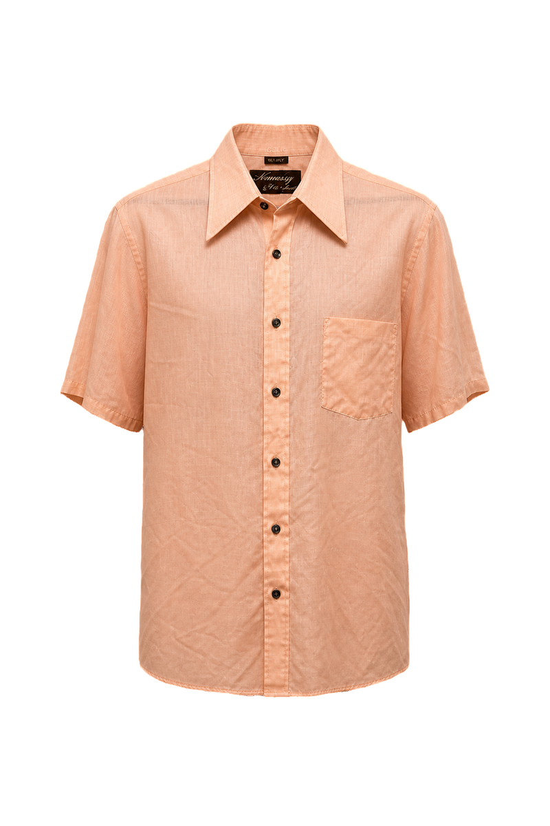 1980s Peach Linen Shirt - Front View