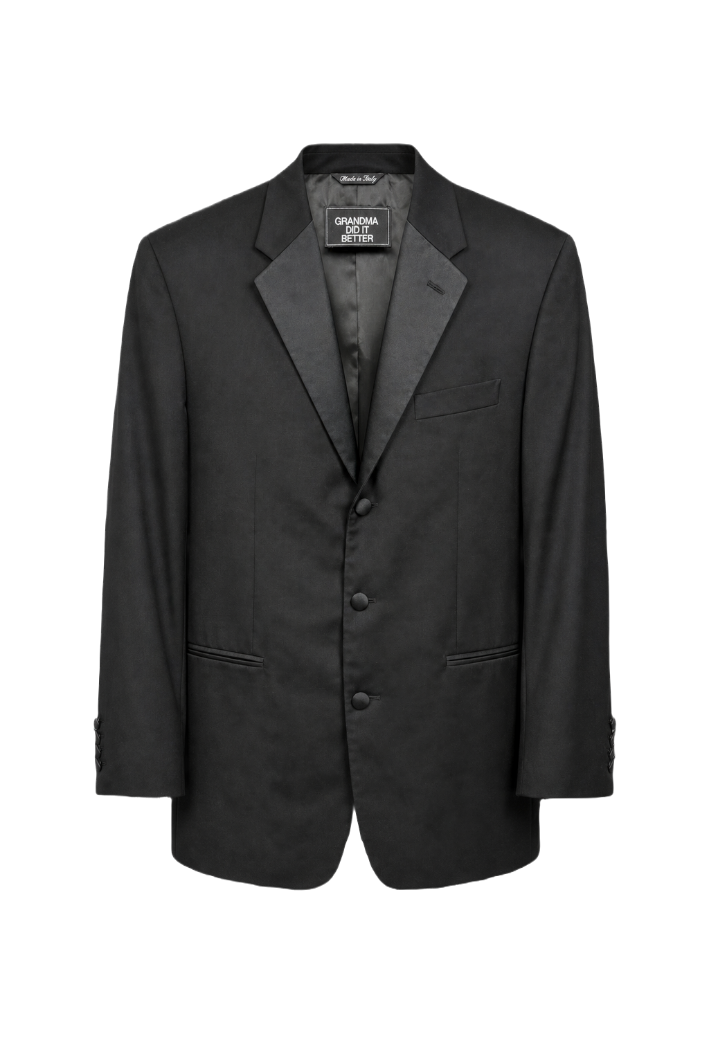 1980s Black Wool Blend Blazer - Front View