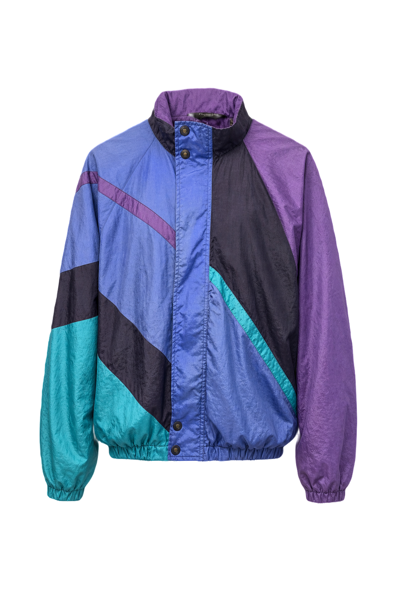 1980s Blue Nylon Windbreaker - Front View