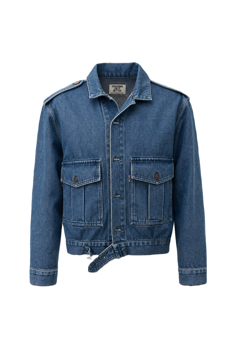 1980s Blue Cotton Jacket - Front View