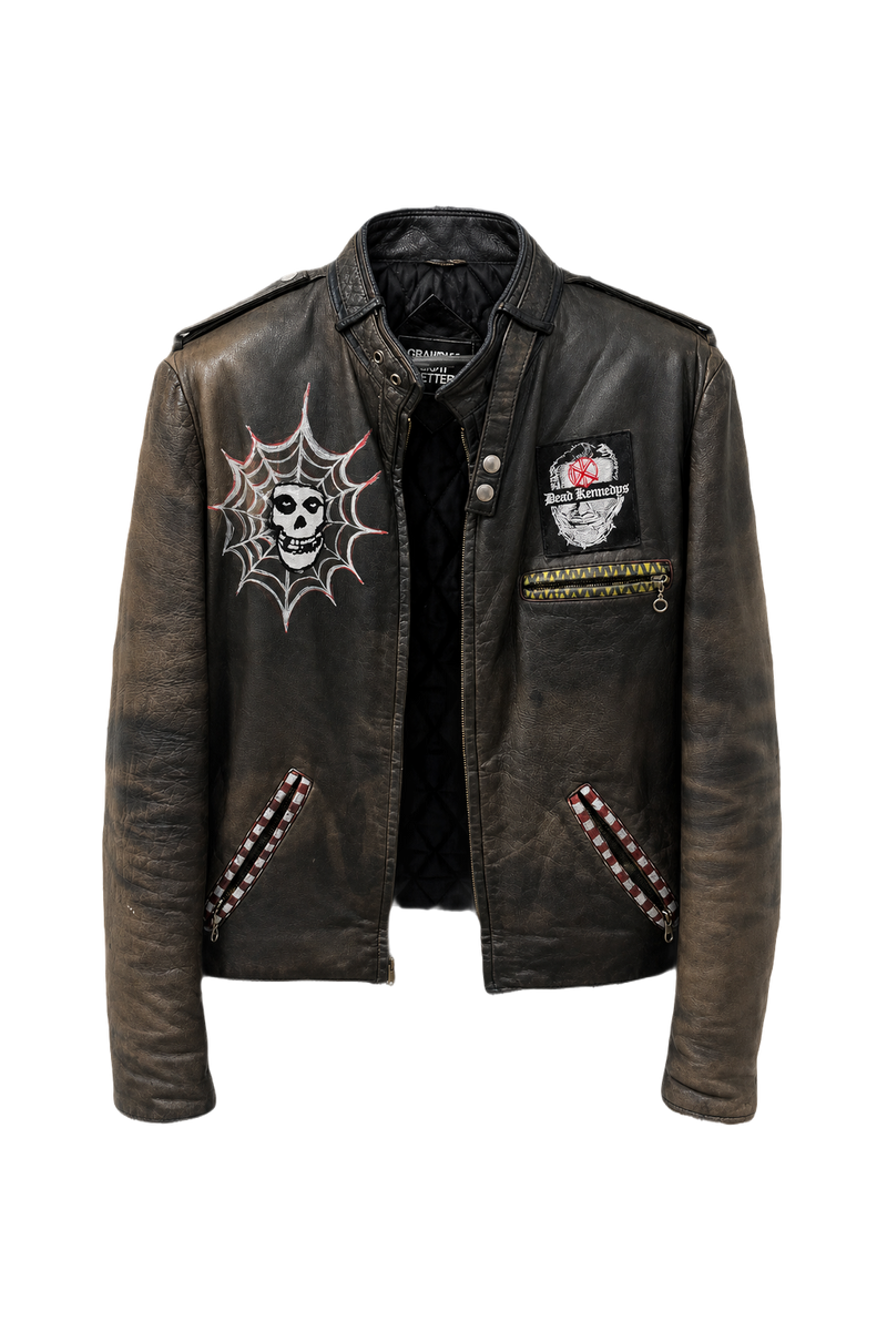 1980s Dark Brown Leather Jacket - Front View