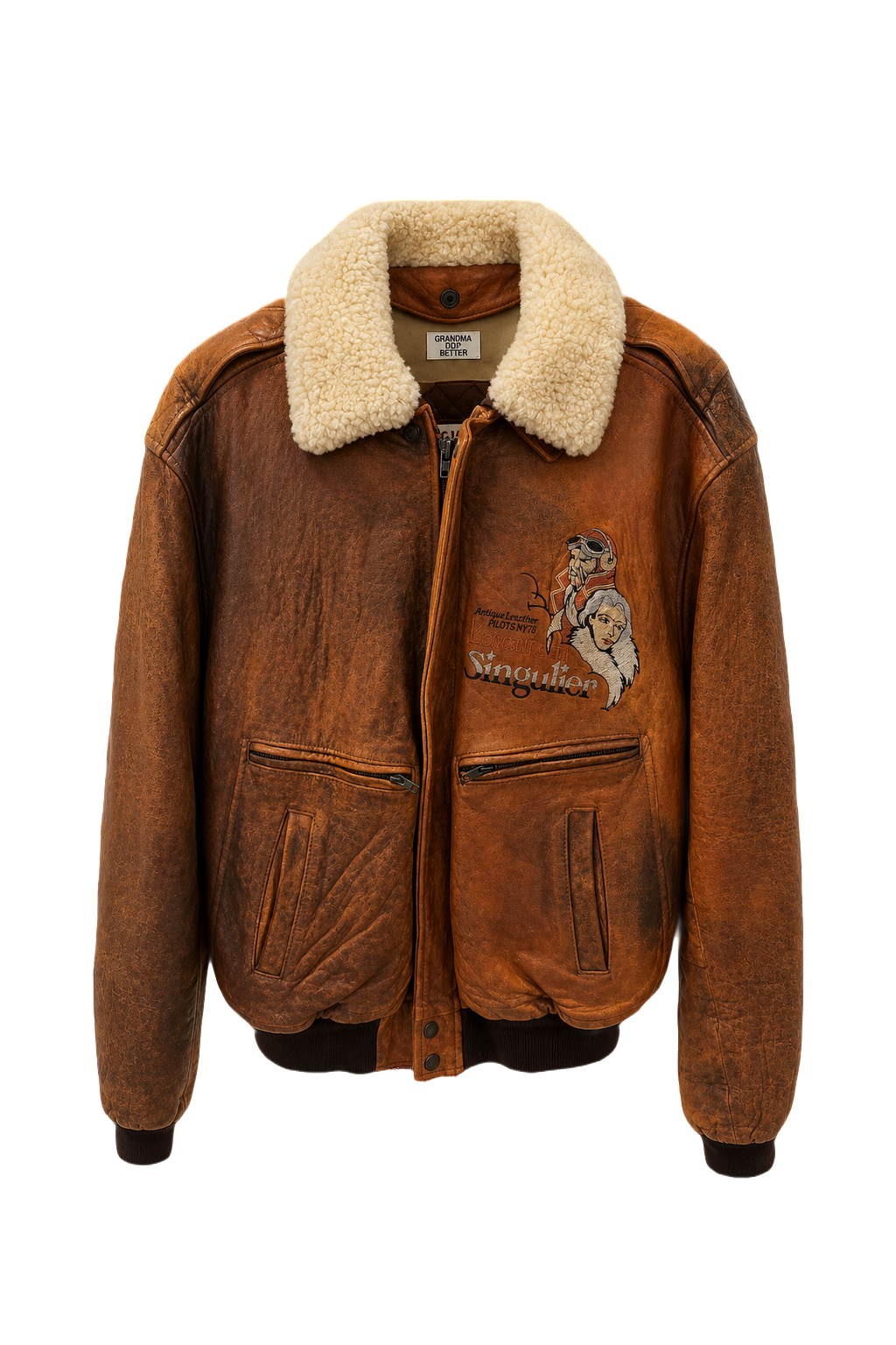 1980s Brown Leather Jacket - Front View