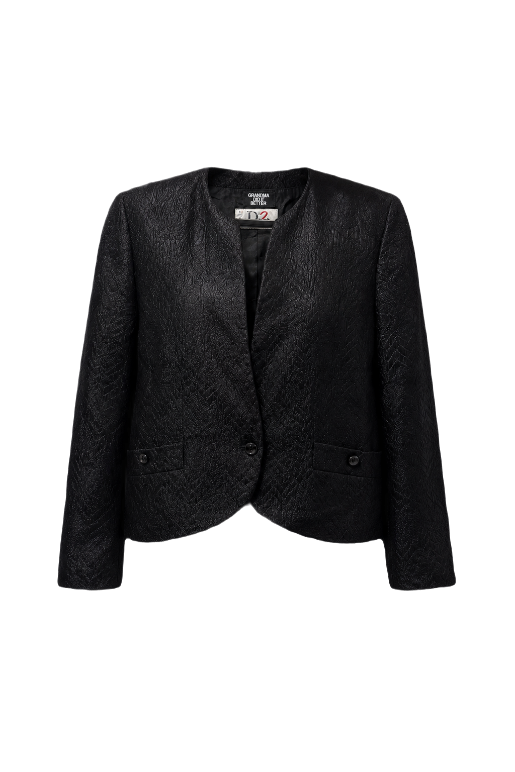1980s Black Polyester Jacket - Front View