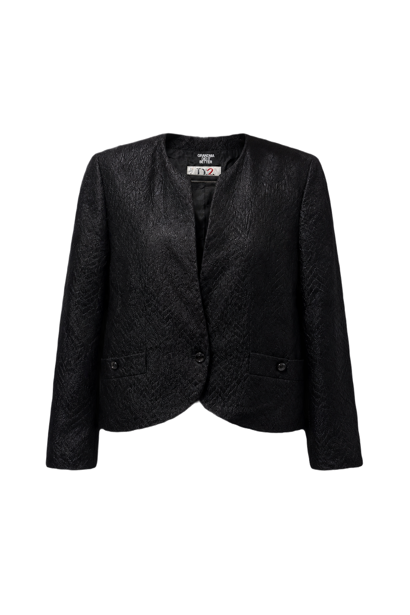 1980s Black Polyester Jacket - Front View