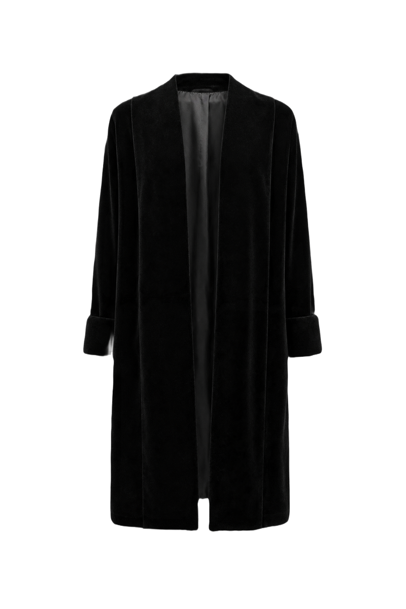1940s Black Velvet Coat - Front View