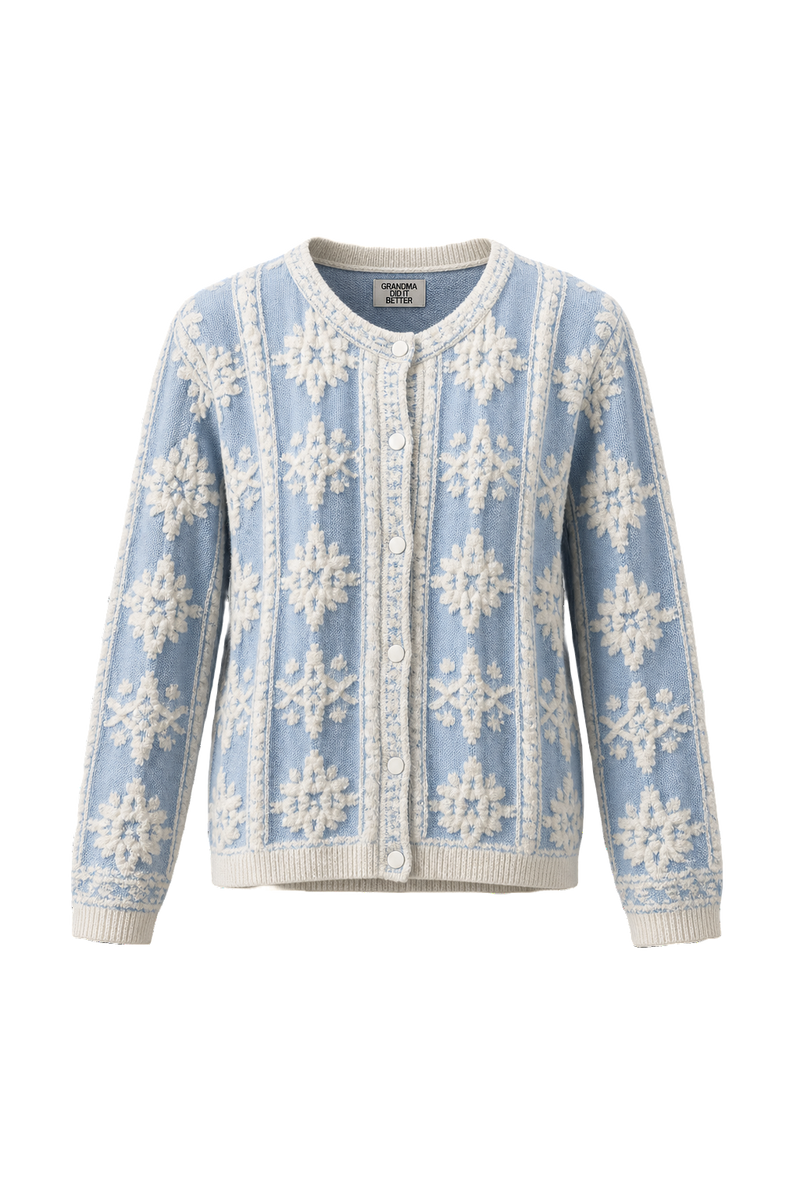 1990s Light Blue Cotton Cardigan - Front View