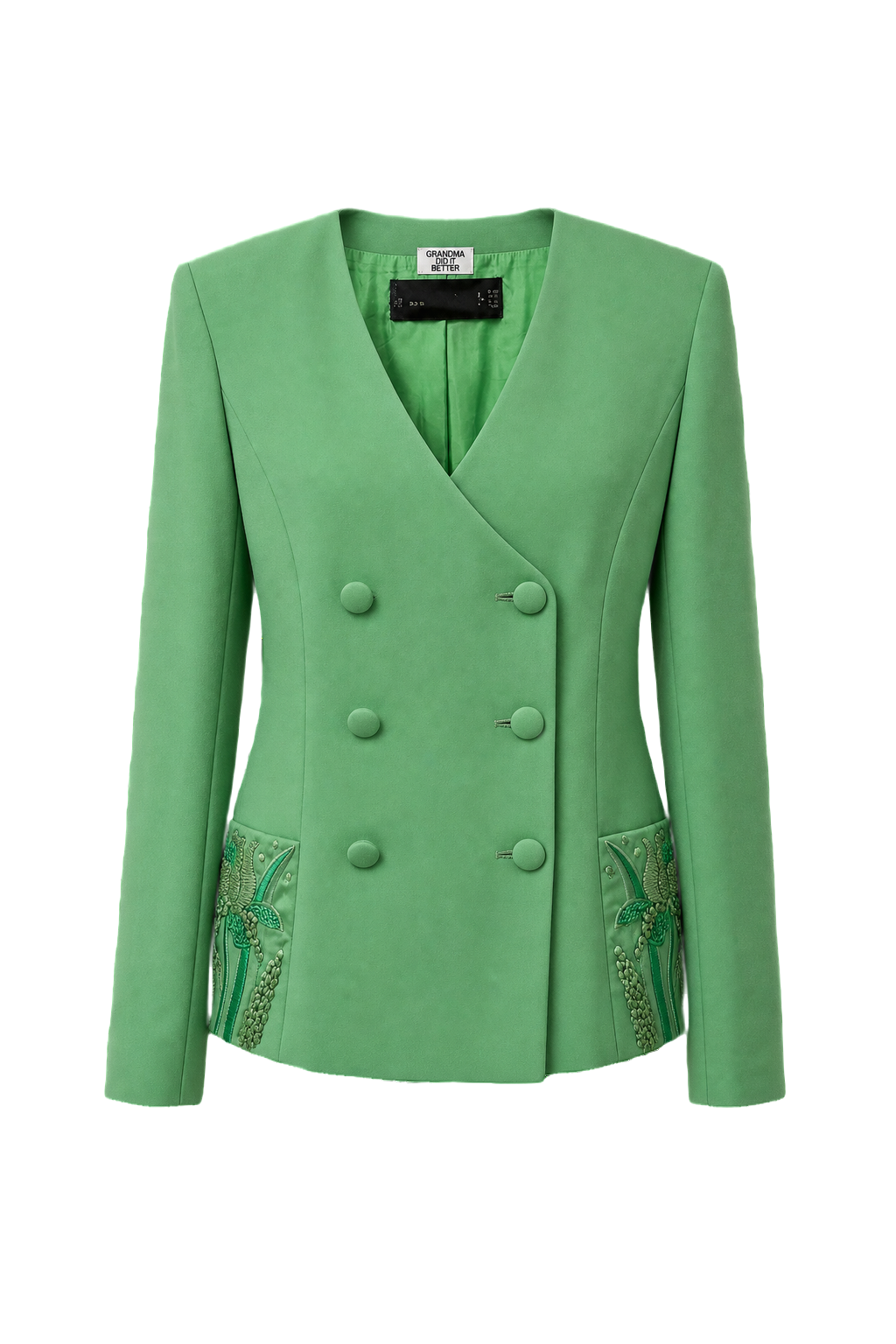 1980s Mint Green Polyester Blazer - Front View