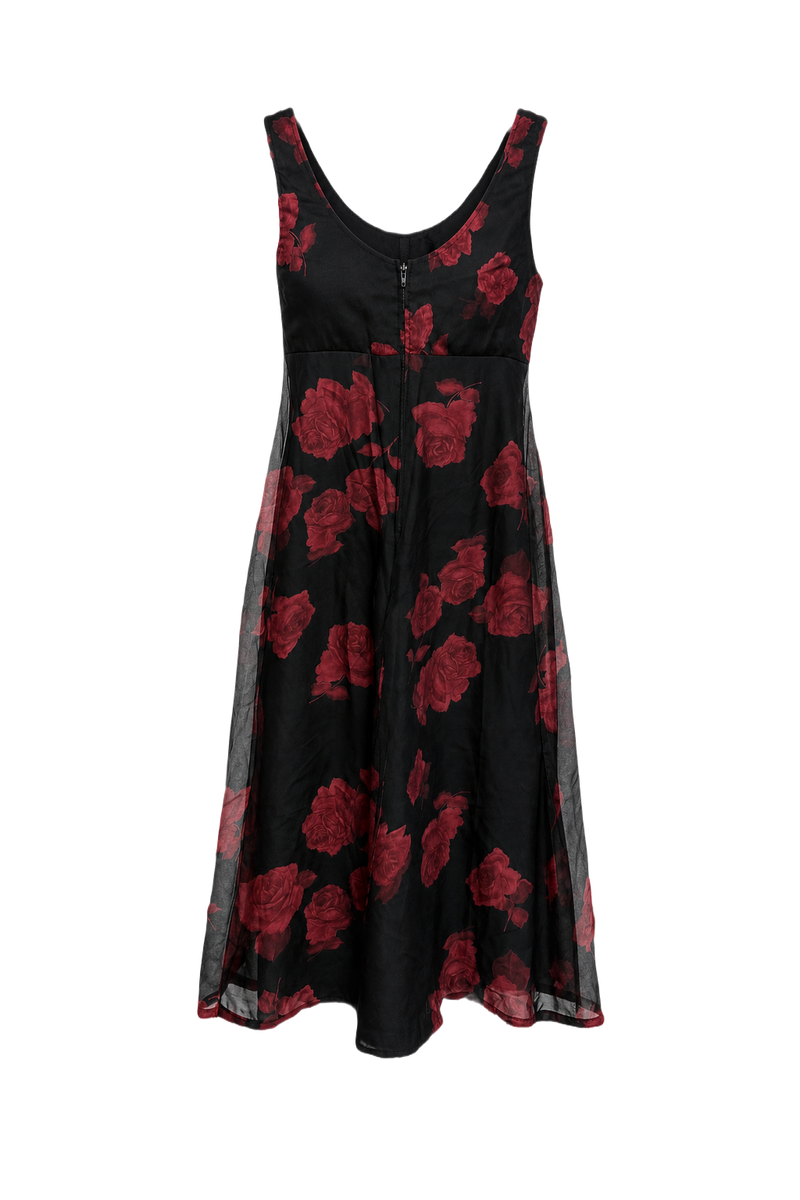 1990s Black Polyester Dress - Front View