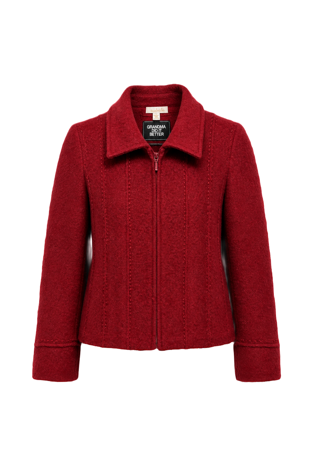 1980s Deep Burgundy Wool Blend Jacket - Front View