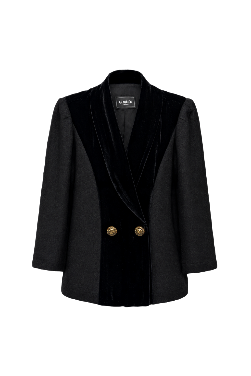 1960s Black Polyester Blazer - Front View
