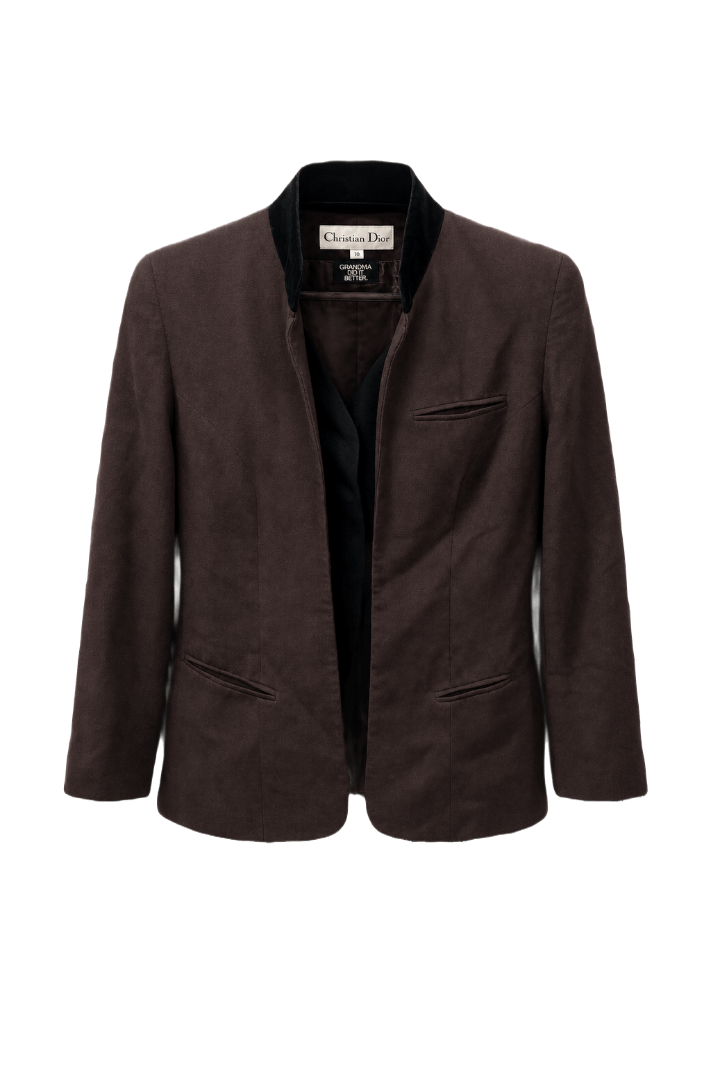 1980s Dark Brown Wool Blend Blazer - Front View