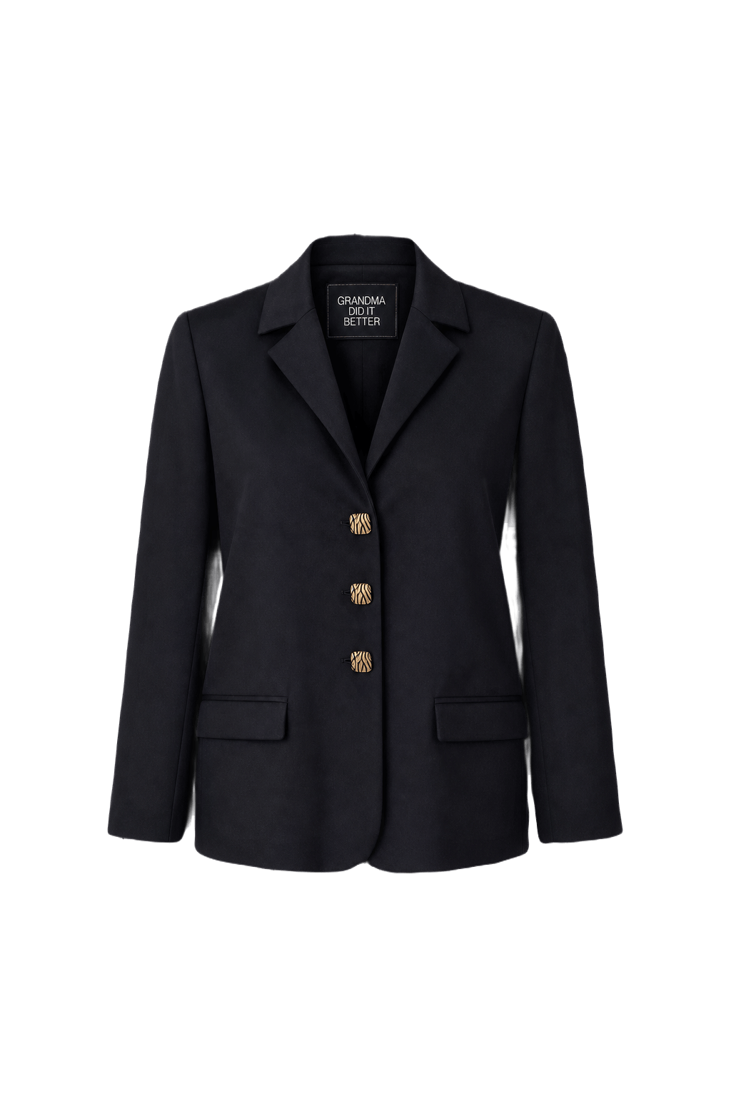 1990s Black Wool Blend Blazer - Front View