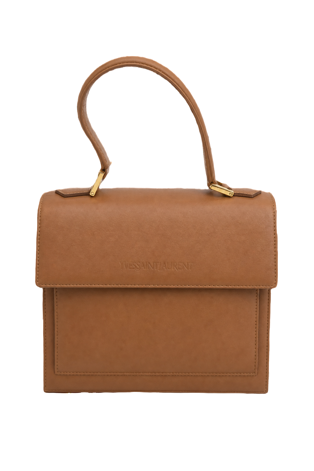 1980s Tan Leather Bag - Front View
