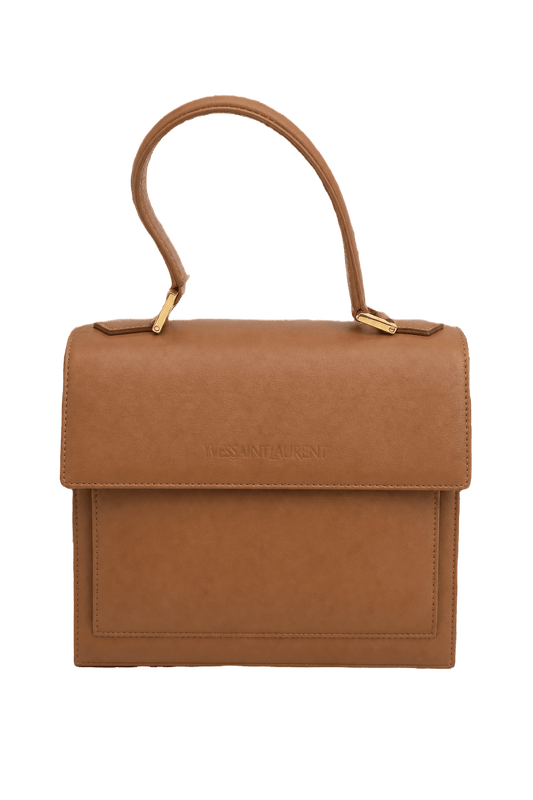 1980s Tan Leather Bag - Front View