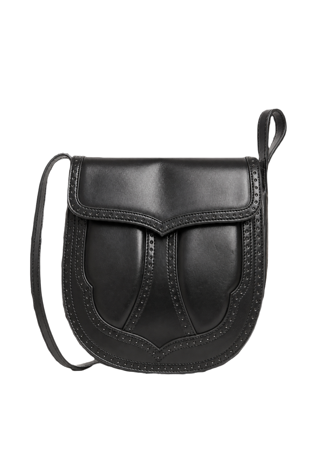 [1980s] Black Leather Bag - Front View