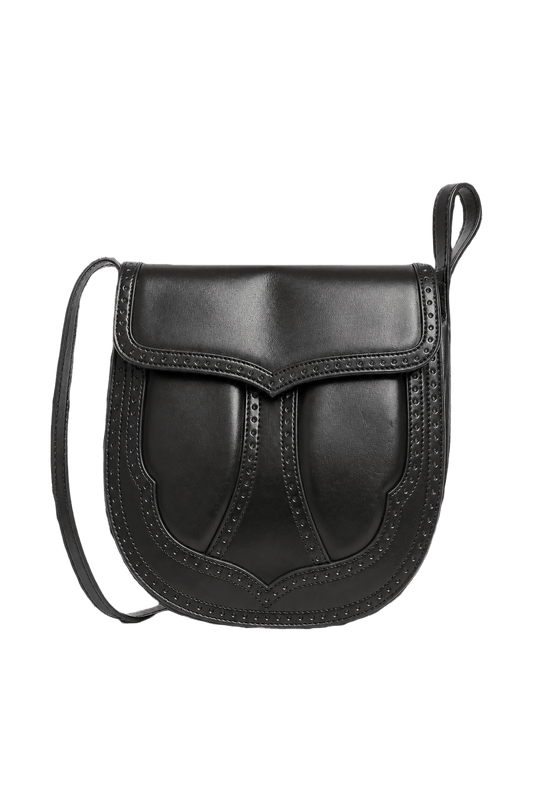 [1980s] Black Leather Bag - Front View