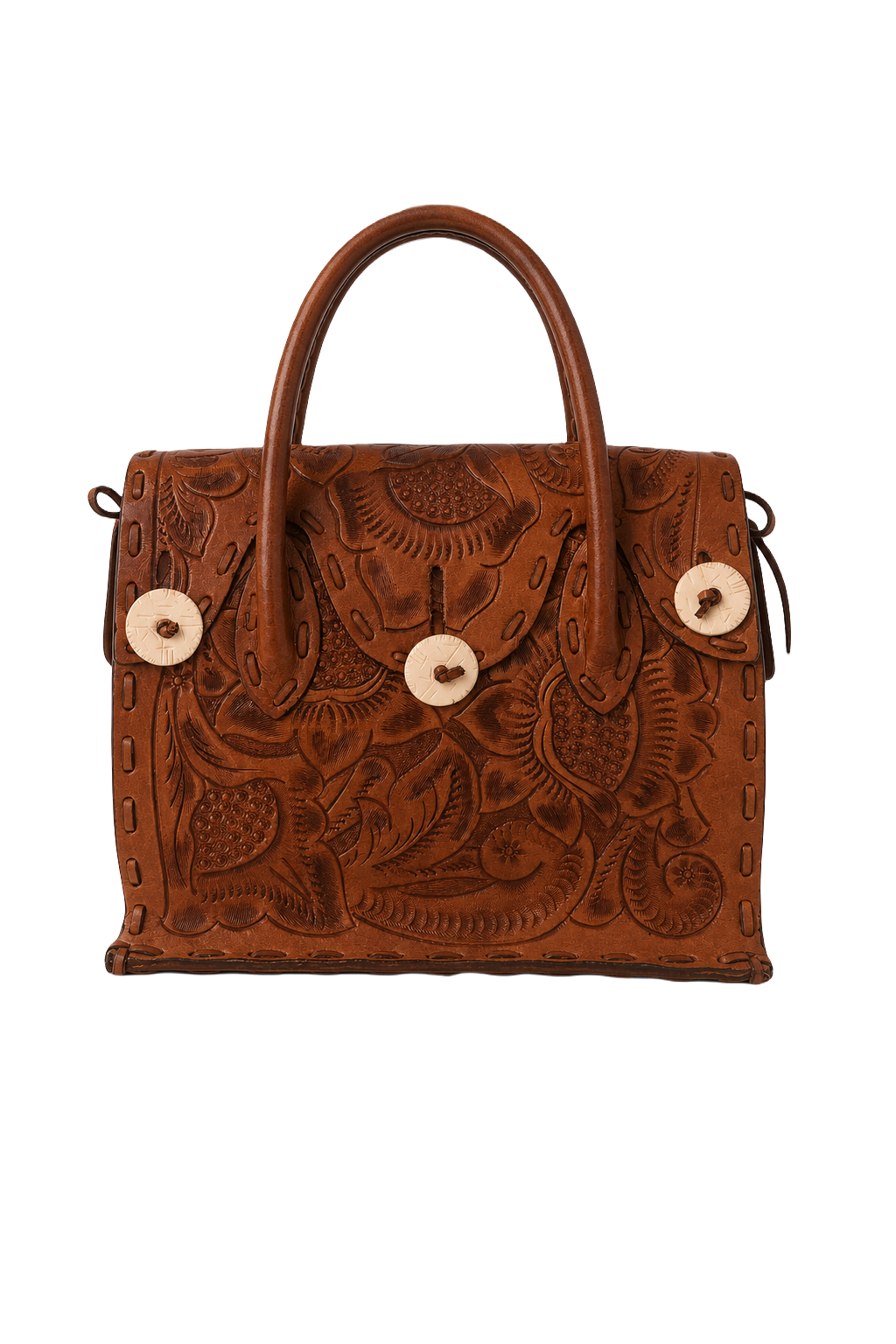 1980s Brown Leather Bag - Front View