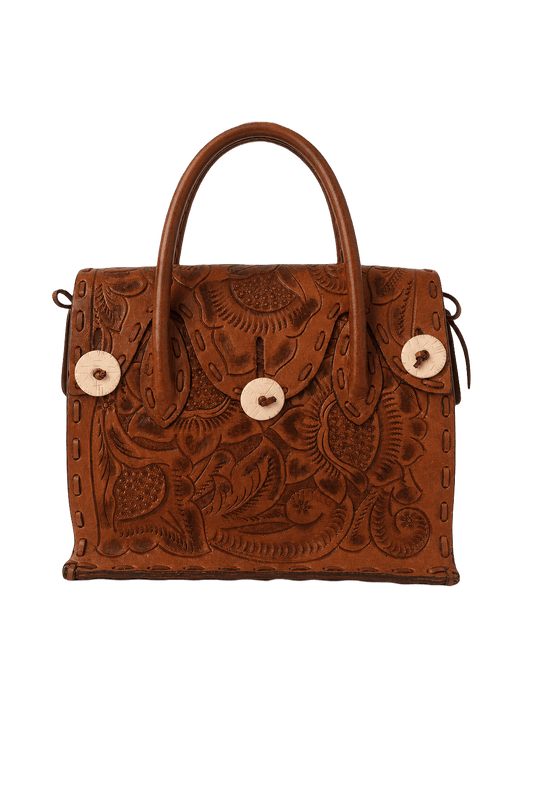 1980s Brown Leather Bag - Front View