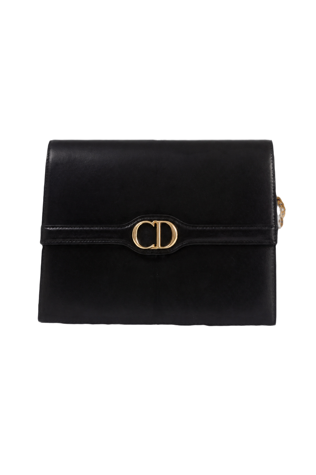 1980s Black Leather Handbag - Front View