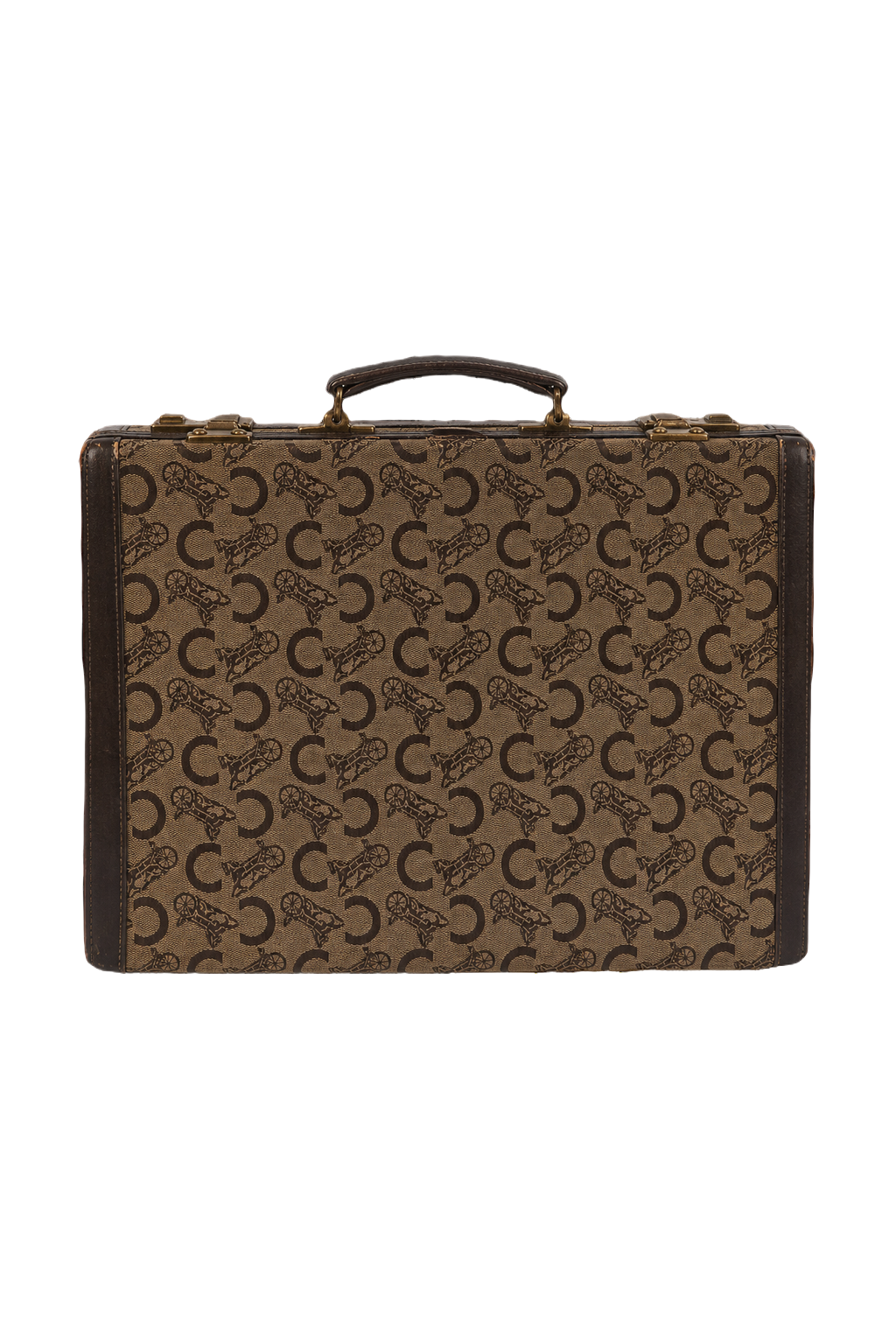 1980s Brown Canvas Briefcase - Front View
