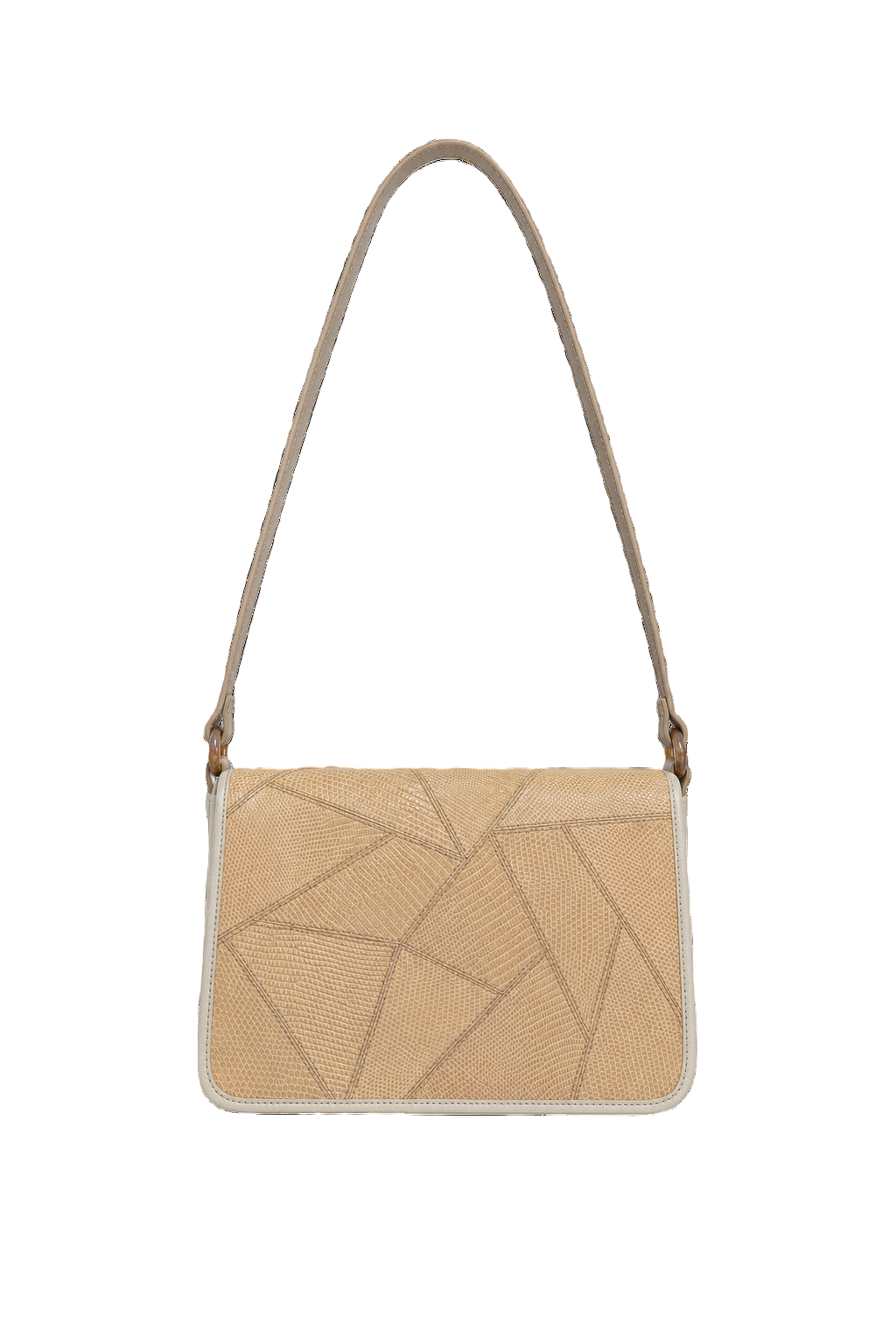 1980s Beige Woven Fabric Bag - Front View