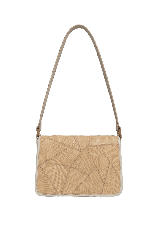 1980s Beige Woven Fabric Bag - Front View