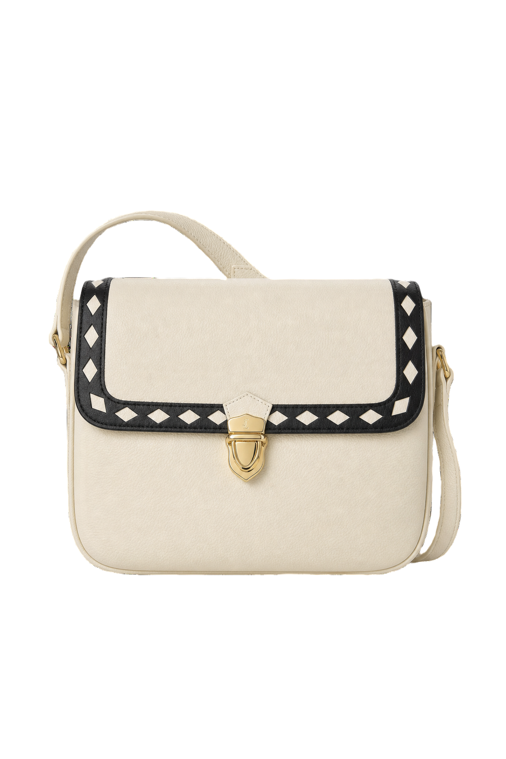 1980s Cream White Leather Bag - Front View