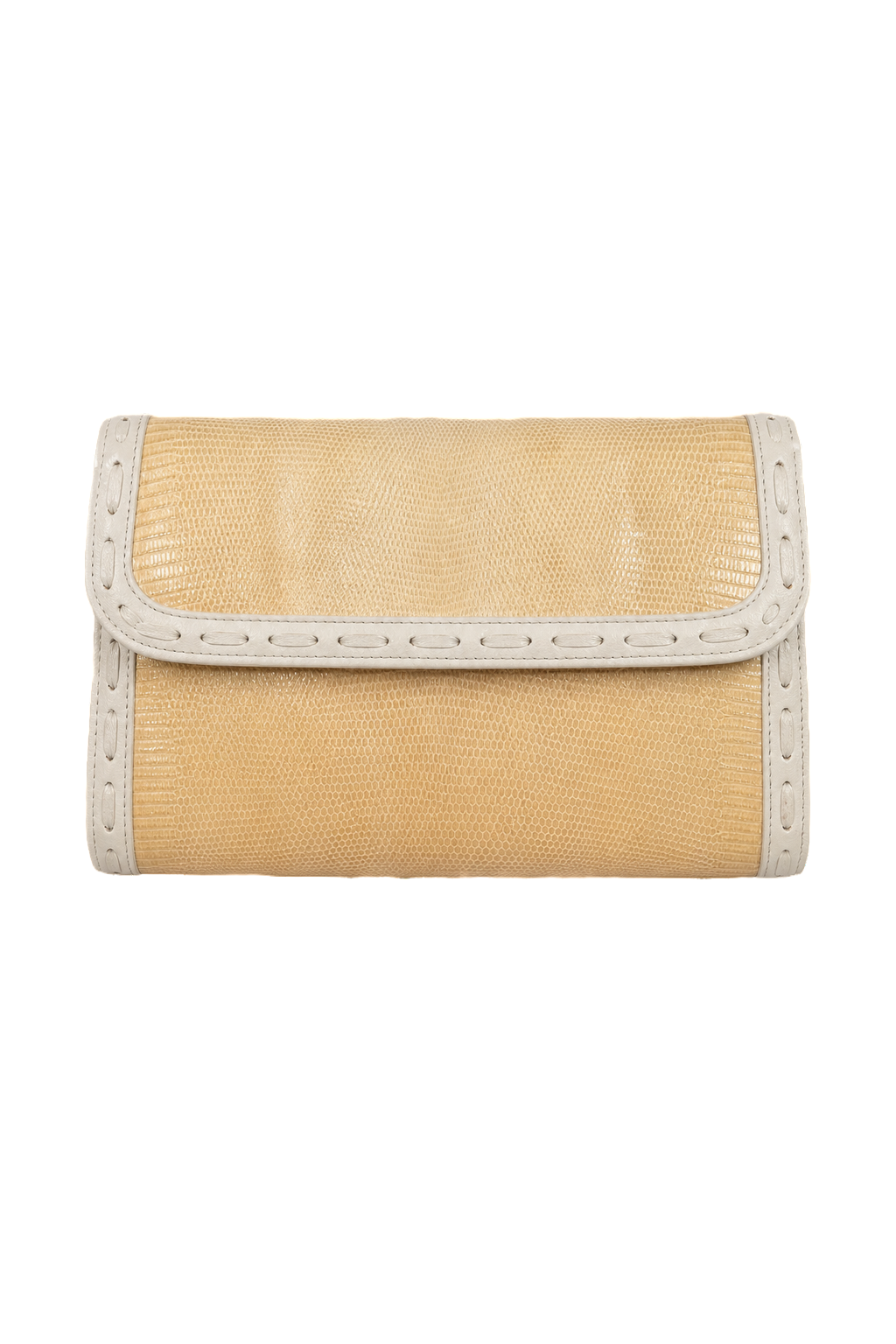 1980s Beige Canvas Clutch - Front View