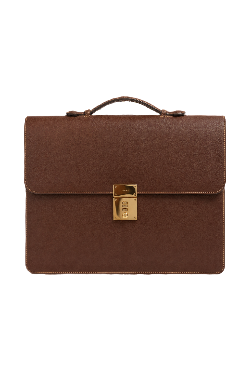 1980s Brown Leather Briefcase - Front View