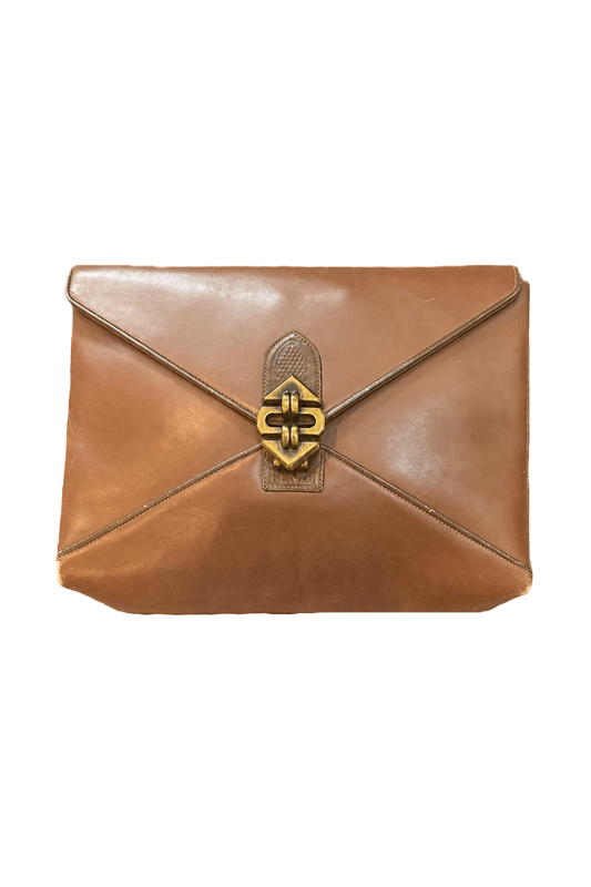 1980s Brown Leather Bag - Front View