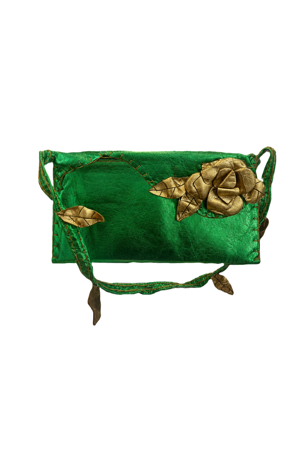 1980s Metallic Green Leather Bag - Front View