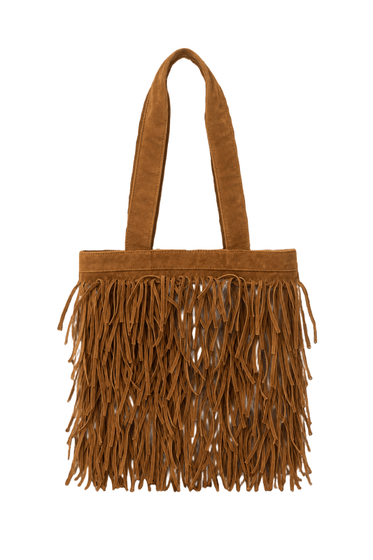 1970s Tan Suede Bag - Front View
